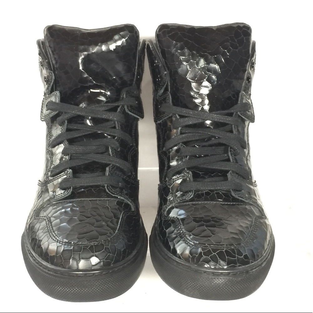 Balenciaga Craquelé High Top Patent Leather Sneakers 37 6.5 Crackled Designer - Picture 3 of 8